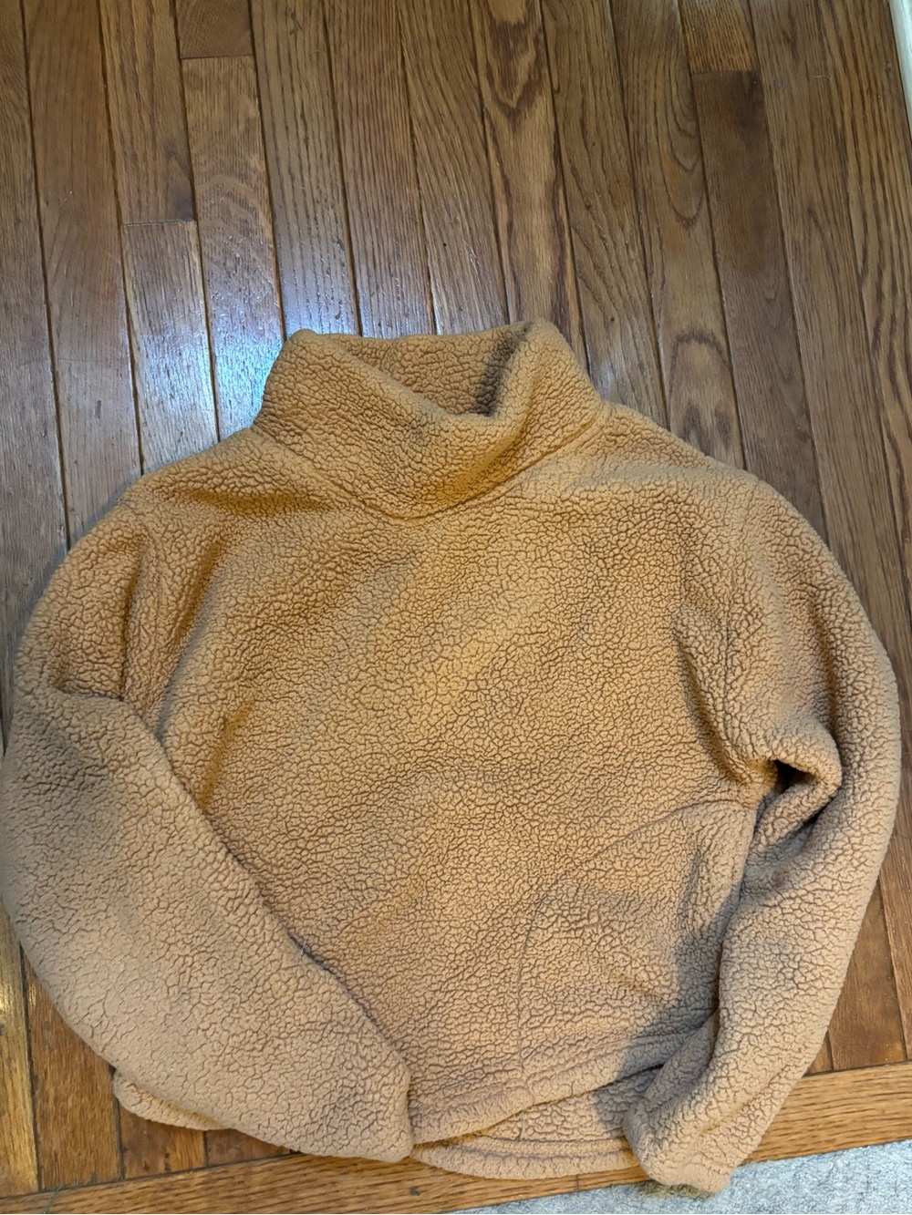 All In Motion Sherpa Teddy Jacket Zipup Medium Camel Brown w/ Pockets